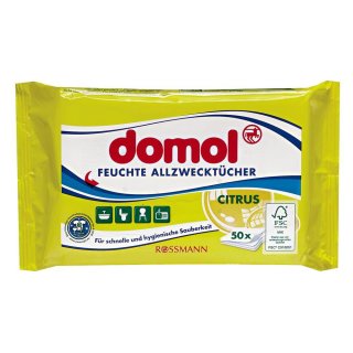 domol Feuchte Allzwecktücher Citrus (50 Stück Beutel)