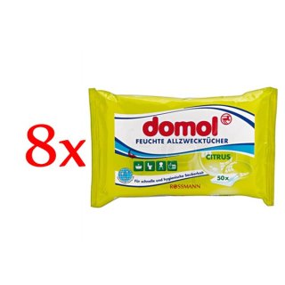 domol Feuchte Allzwecktücher Citrus, 8er Pack (8 x 50 Stück Beutel)