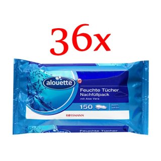alouette Feuchte Tücher Nachfüllpackung, 36er Pack (36 x 150 Stück Beutel)
