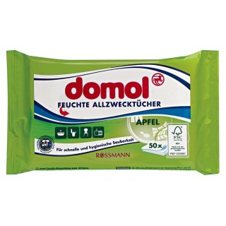 domol Feuchte Allzwecktücher Apfel (50 Stück Beutel)