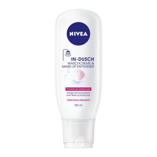 NIVEA In-Dusch Waschcreme & Make-Up Entferner Trockene und sensible Haut, 150 ml (1er Pack)