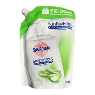Sagrotan Flüssigseife Aloe Vera Nachfüllpackung VPE (6x500ml Beutel)