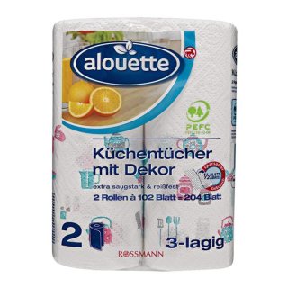alouette Küchentücher mit Motiv 102 Blatt, 2 Rollen à 51 Blatt, 1er Pack
