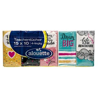 alouette Taschentücher classic mit Motiv 150 Stück, 15x 10 Tücher (1er Pack)