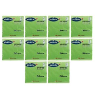 alouette Servietten, Farbe: apfelgrün, 3-lagig, extra feines Tissue, ca. 33 x 33 cm, 30 Stück (10er Pack)