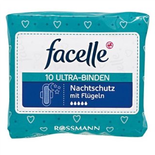 facelle Ultra-Binden Nachtschutz mit Flügeln 10 Stück, 1er Pack