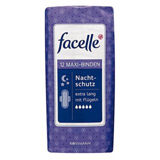 facelle Maxi-Binden Nachtschutz extra lang mit Flügeln 12 Stück, 1er Pack