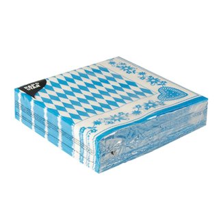 Papstar Servietten Oktoberfest Bayrisch Blau 1/4 Falz 40x40cm 3-lagig (50 Stck. Packung)