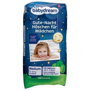 babydream Gute-Nacht-Höschen für Mädchen 10 Stück, 1er Pack