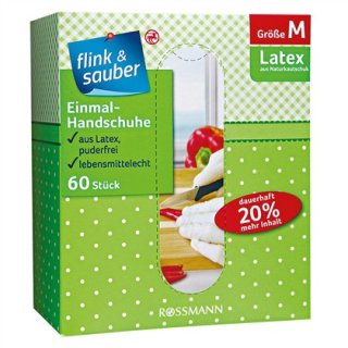 flink & sauber Einmal Handschuhe Gr. M 60 Stück, 1er Pack