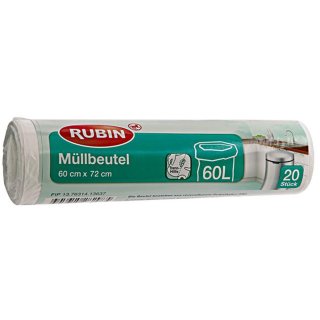 Rubin Müllbeutel 60 Liter 20 Stück, 1er Pack