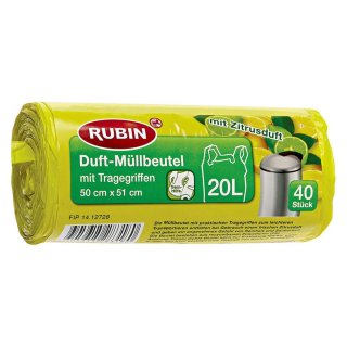 Rubin Duft-Müllbeutel mit Tragegriffen 20 Liter 40 Stück,1er Pack