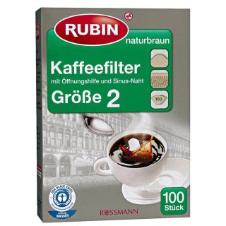 Rubin Kaffeefilter  Gr.2 naturbraun 100 Stück (1er Pack)