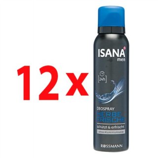 ISANA men Deospray Herbe Frische 150 ml, 12er Pack(12x150 ml)