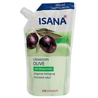 ISANA Cremeseife Olive Nachfüllbeutel 500 ml