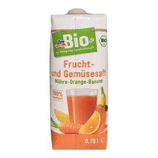 dmBio Frucht- und Gemüsesaft Möhre-Orange-Banane, 750ml Papierflasche (1er Pack)