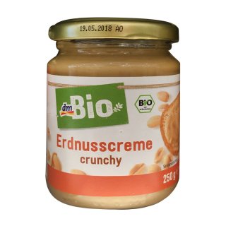 dmBio Erdnusscreme Crunchy, 250 g Glas (1er Pack)