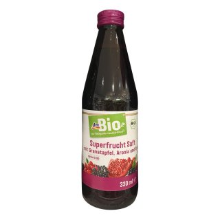 dmBio Superfrucht Saft mit Granatapfel, Aronia und Acai, 330ml Glasflasche (1er Pack)