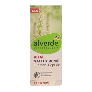 alverde NATURKOSMETIK Nachtcreme Vital Lupinen-Peptide (50 ml, Tube)