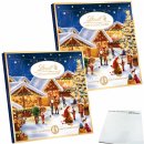 Lindt Adventskalender Mini-Tisch-Kalender Weihnachts-Markt 2er Pack (2x115g Packung) + usy Block