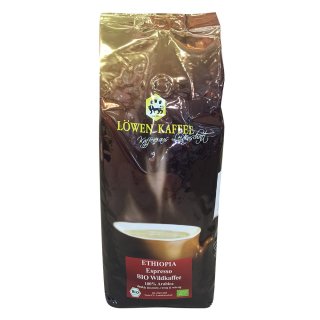 Löwen Kaffe Ethiopia Espresso Bio Wildkaffee  (1kg, Packung), 1er Pack