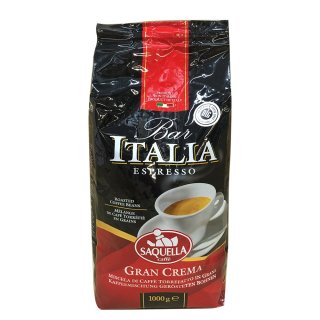 Saquella Kafffe, Bar Italia Espresso, gran crema (1kg, Beutel), 1er Pack