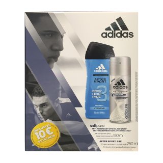 adidas Geschenkeset Duo (Aftersport 3in1 shower gel, shampoo & face wash 250ml, anti transpirant spray 150ml )