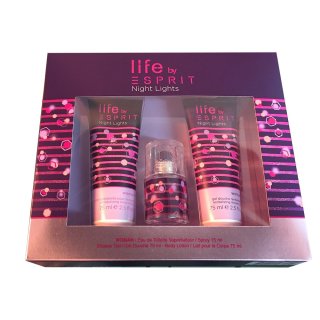 ESPRIT Life Night Lights Woman Geschenkset (Eau de Toilette 15ml, Shower Gel 75ml & Body Lotion 75ml)