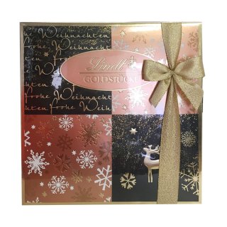Lindt Goldstücke Pralinen Schachtel Rose Gold mit Geschenkband mit 13 verschiedenen Sorten 1x300g (teils alkoholhaltig)