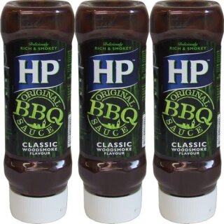 Heinz HP BBQ Sauce Classic Woodsmoke Flavour (3x400ml Flasche)