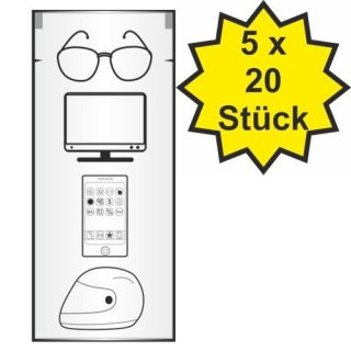 Brillenputztuch der Marke usy (5 x 20 feuchte Brillenputztücher)