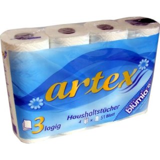 Artex blümia Haushaltstücher 3lagig, 4 Rollen á 51 Blatt