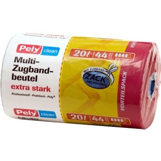 Pely clean Multi-Zugbandbeutel, 20 Liter, 44 Stück Vorteilspackung