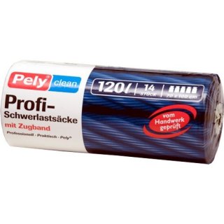 Pely clean Profi-Schwerlastsäcke mit Zugband, olivgrün, 120 Liter, 14 Stück