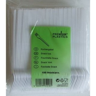 Kuchengabel mit Säge (Snackgabel), weiß (100 Stück/Paket)