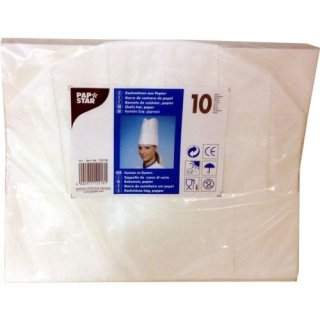 10 Kochmützen, Krepp 25 cm weiss "Provence" Größenverstellbar