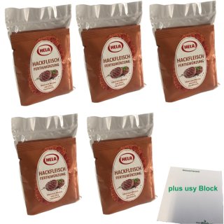 Hela Hackfleisch Fertigwürzung (5 Sets, 25 Beutel a 7g) plus usy Block