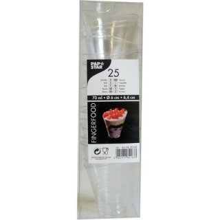 Fingerfood - Becher, rund, 70 ml, Ø 6 cm, 6,4 cm, glasklar, 25 Stück