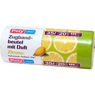 Pely Zugbandbeutel mit Duft Zitrone (20 Beutel á 35 Liter)