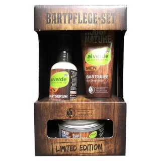 alverde Men Geschenkset Bartpflege-Set (Bartbalsam 75ml, Bartserum 75ml, Bartseife 100ml), 1er Set