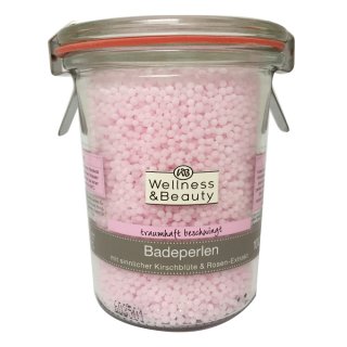 Wellness & Beauty Badeperlen mit Kirschblüte & Rosen-Extrakt 100g