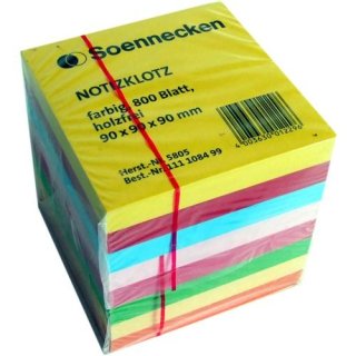 Notizblock 850 Blatt/Block 8-farbig (9x9x9cm) SOE