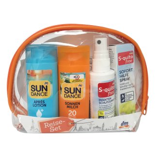 Reise-Set für Urlaub (sonnencreme, insektenschutzspray, hygiene Reinigungstücher), 1er Set