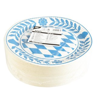 Papstar Pappteller Bayrisch Blau Oktoberfest Rund 23cm Durchmesser (100 Stck. Packung)