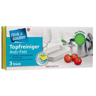 flink & sauber Topfreiniger Anti-Fett 3St