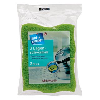 flink & sauber 3-Lagen-Schwamm 2St