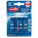 RUBIN Powerful Alkaline Batterie AA 4 Stück
