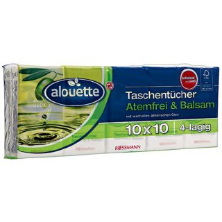alouette Taschentücher "Atemfrei & Balsam" 10x 10 Tücher