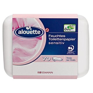 alouette feuchtes Toilettenpapier sensitiv in der Spenderbox 70 Stück