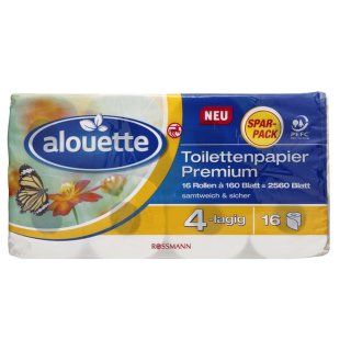 alouette Toilettenpapier Premium Sparpack 16 Rollen à 160 Blatt